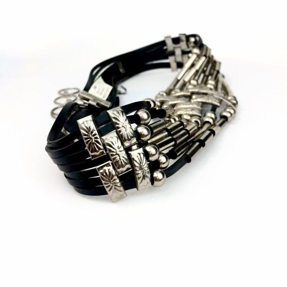 Vtg 80s Wide Concho Belt Silver Tone Strappy Adjustable Boho Wstrn Retro Glam - Picture 6 of 16